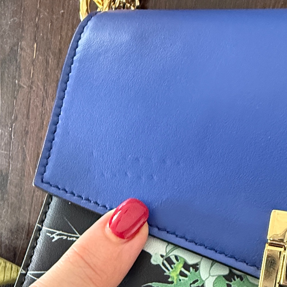 Givenchy Blue Floral Crossbody Bag with Gold Chain New - Picture 7 of 13